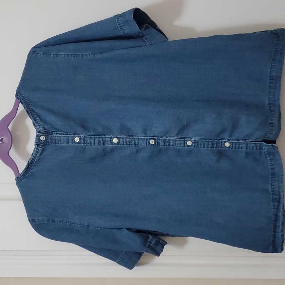 LOFT Button-Back Denim Top - Picture 2 of 5